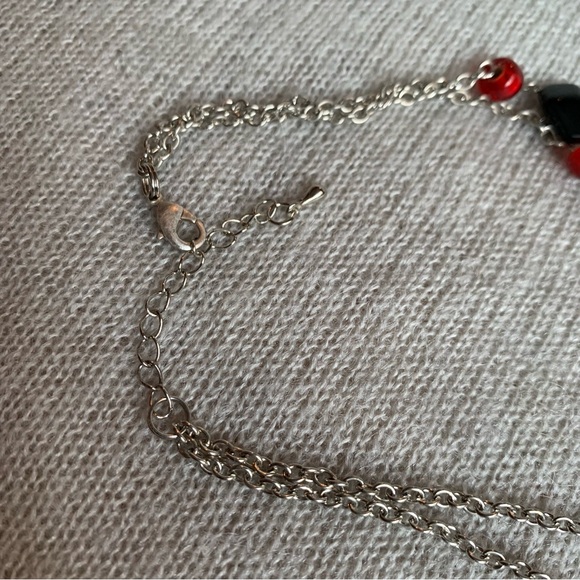 2x18$ 🦃 🍂HANDMADE - Red & Black Beads chains necklace - Collar + 2 drop chains - Picture 6 of 7
